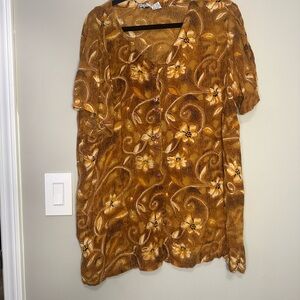 Vintage Spedlimit Brown Floral Button-Front Blouse – Size 1X
